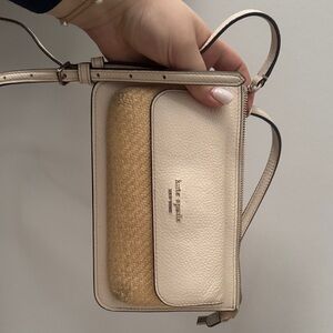 kate spade Cream and Tan Woven-Accent Crossbody